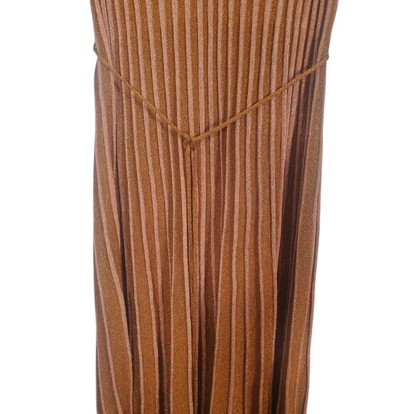 Stella McCartney Metallic Degrade Pleated Knit Midi Dress Striped key hole Sz 46 - Picture 4 of 11